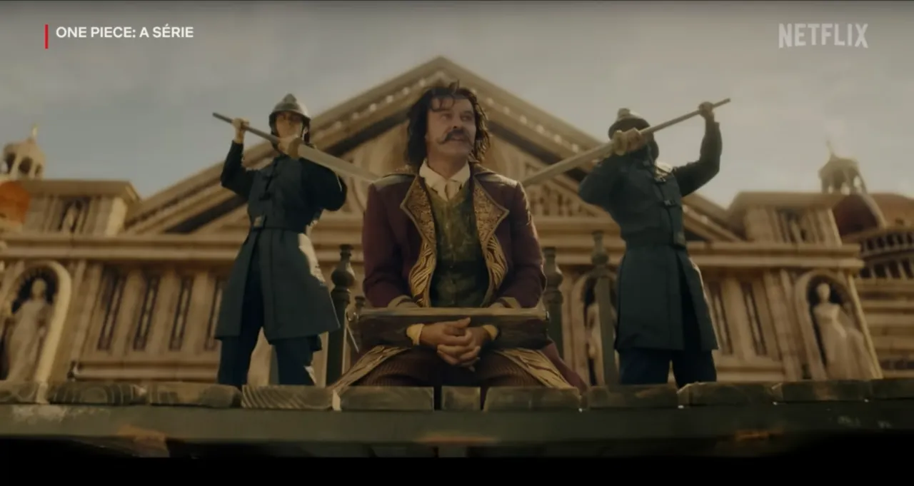 Gol D. Roger durante sua execução na live-action de One Piece