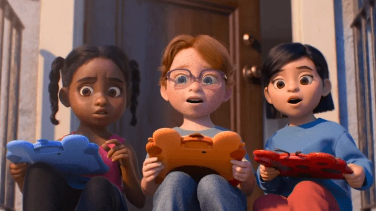 meninas sentadas segurando tablets olhando com desprezo