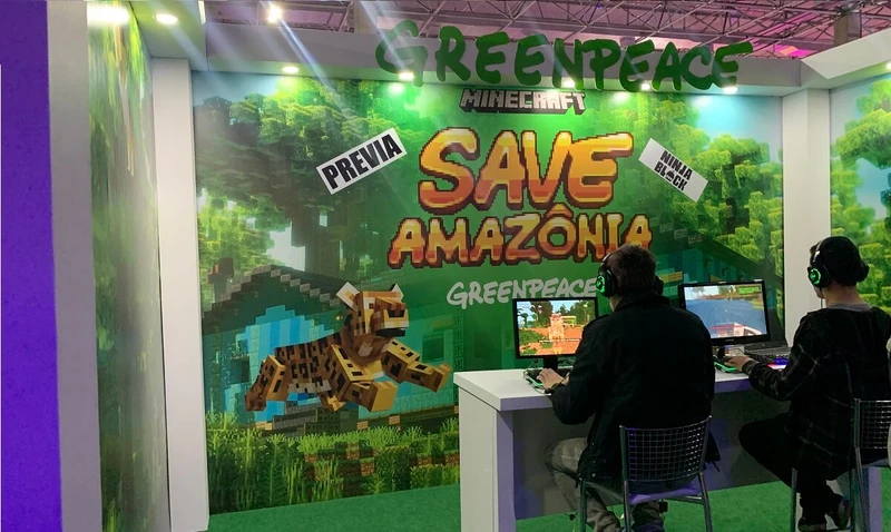 Stand da Greenpeace em parceria com Minecraft no Big Festival