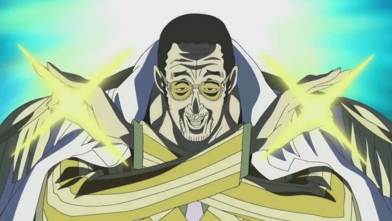 Kizaru usando os poderes da sua Fruta do Diabo