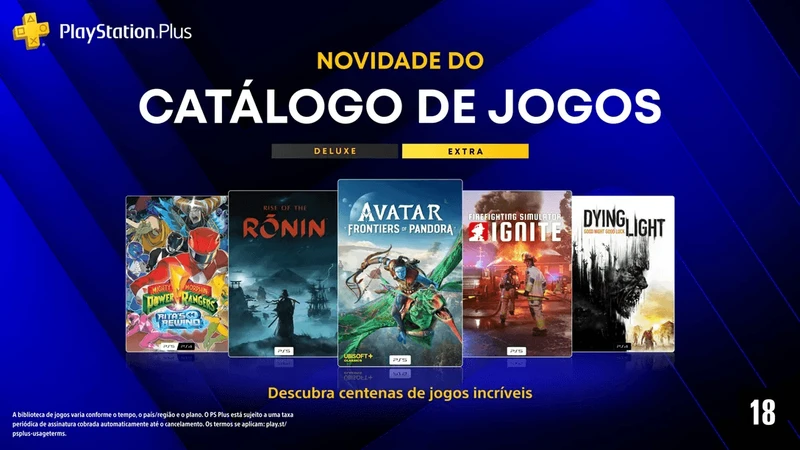 PS Plus Extra e Deluxe de Julho 2026