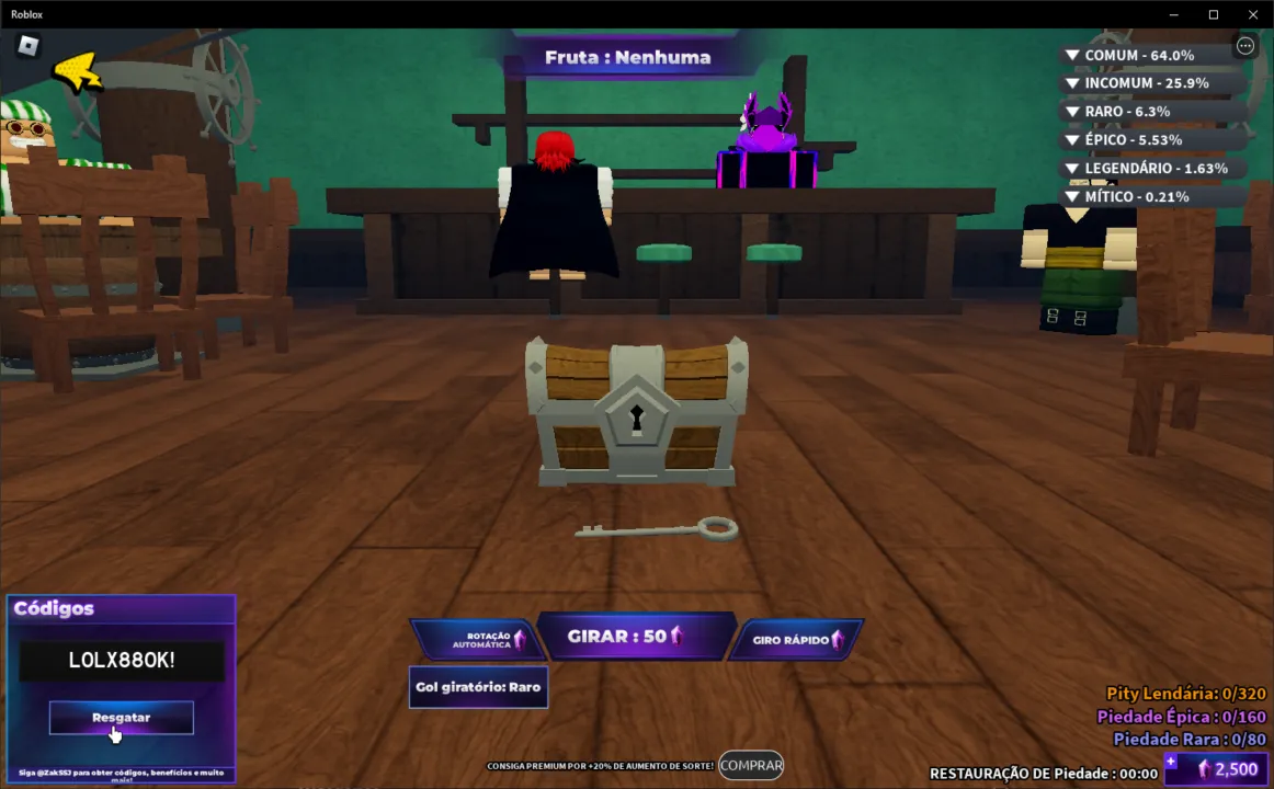 Uma tela dentro do Fruit Battlegrounds com um baú no centro