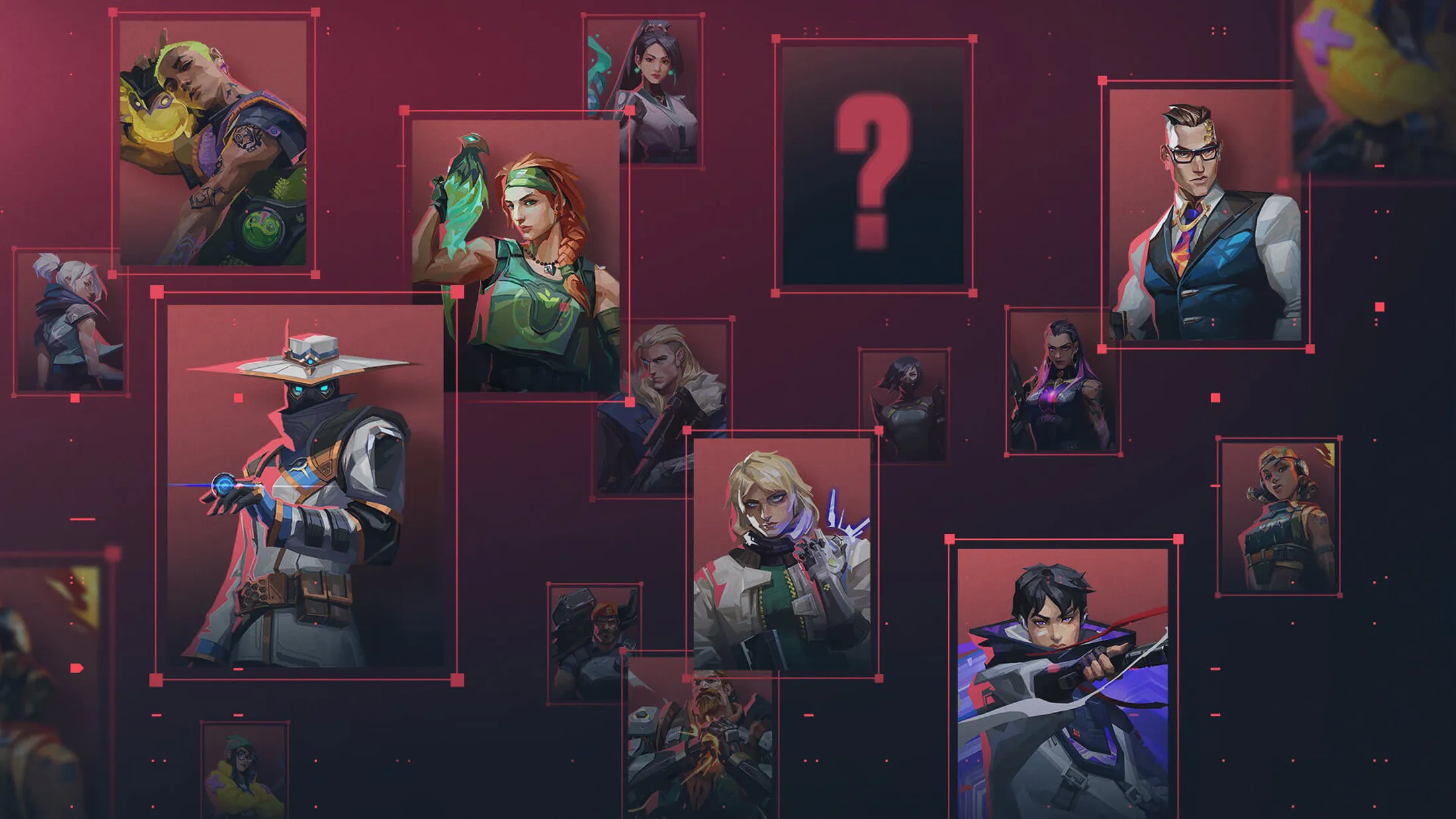 Imagem com todos os personagens de Valorant até o momento