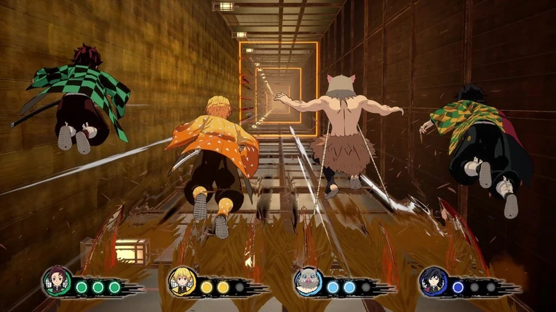 Imagem do jogo demon slayer sweep the board com os personagens de demon slayer de costas