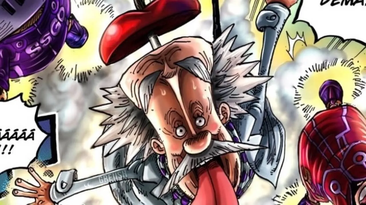 Um dos corpos de Vegapunk que se parece Muito com Albert Einstein, esse corpo está surpreso, mostrando a língua e tem uma maçã saindo da cabeça dele