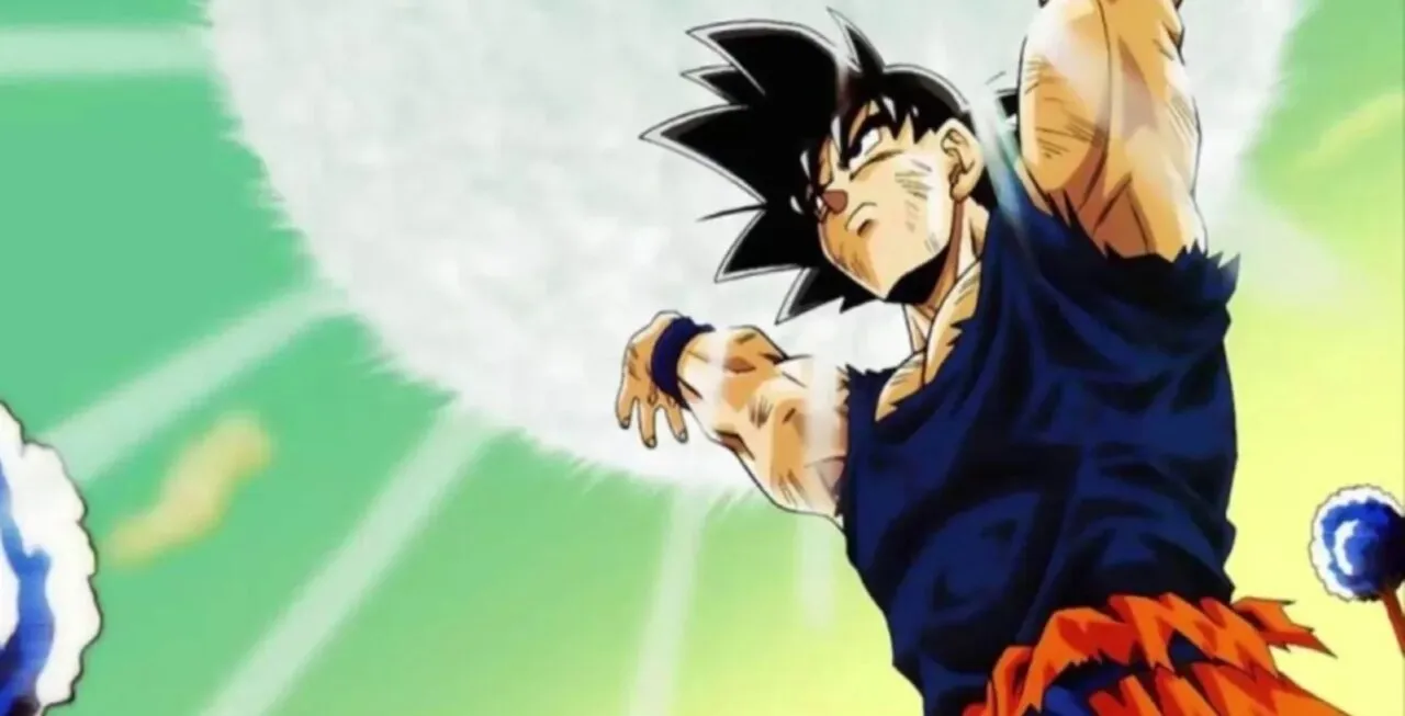 Goku reunindo energias para aplicar a Genki-Dama