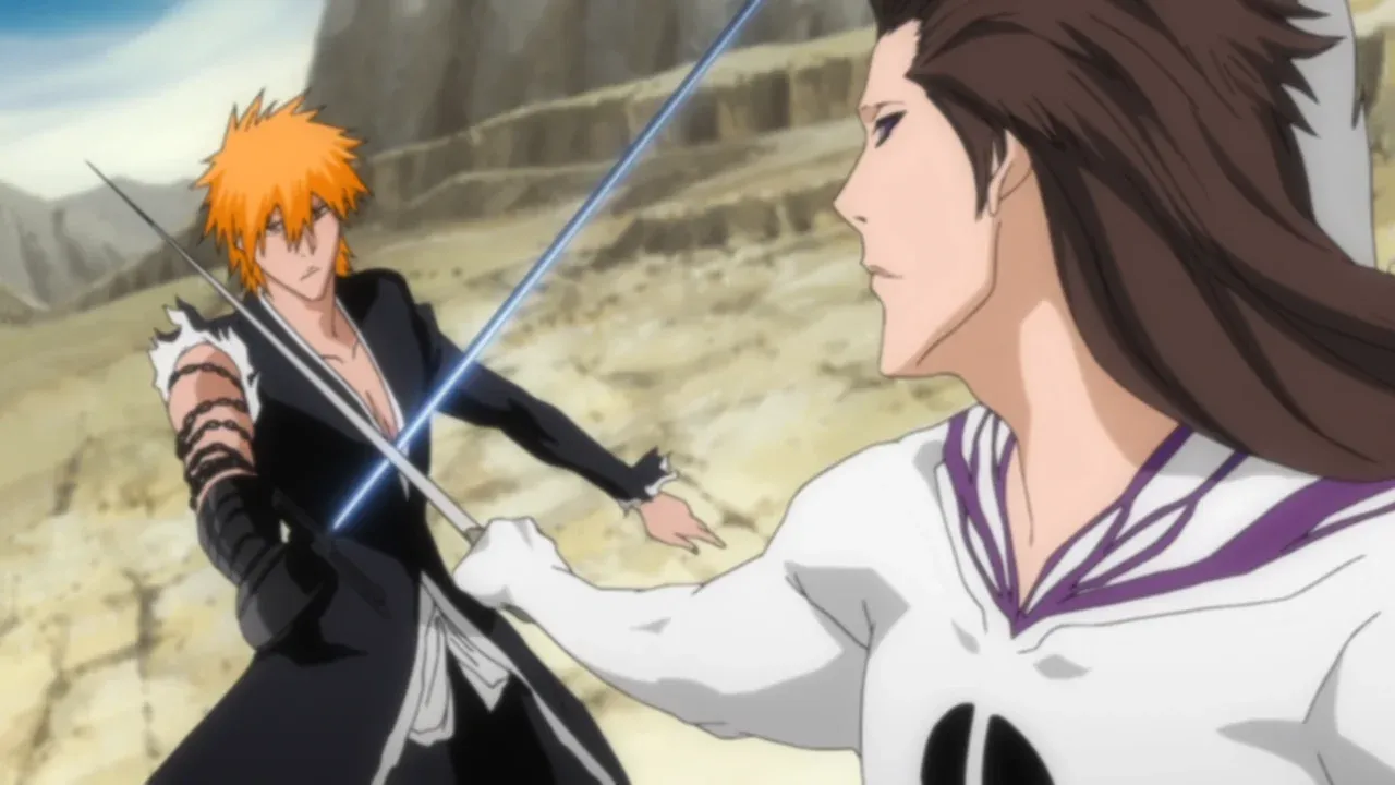 Ichigo com a Tensa Zangetsu na luta contra Aizen