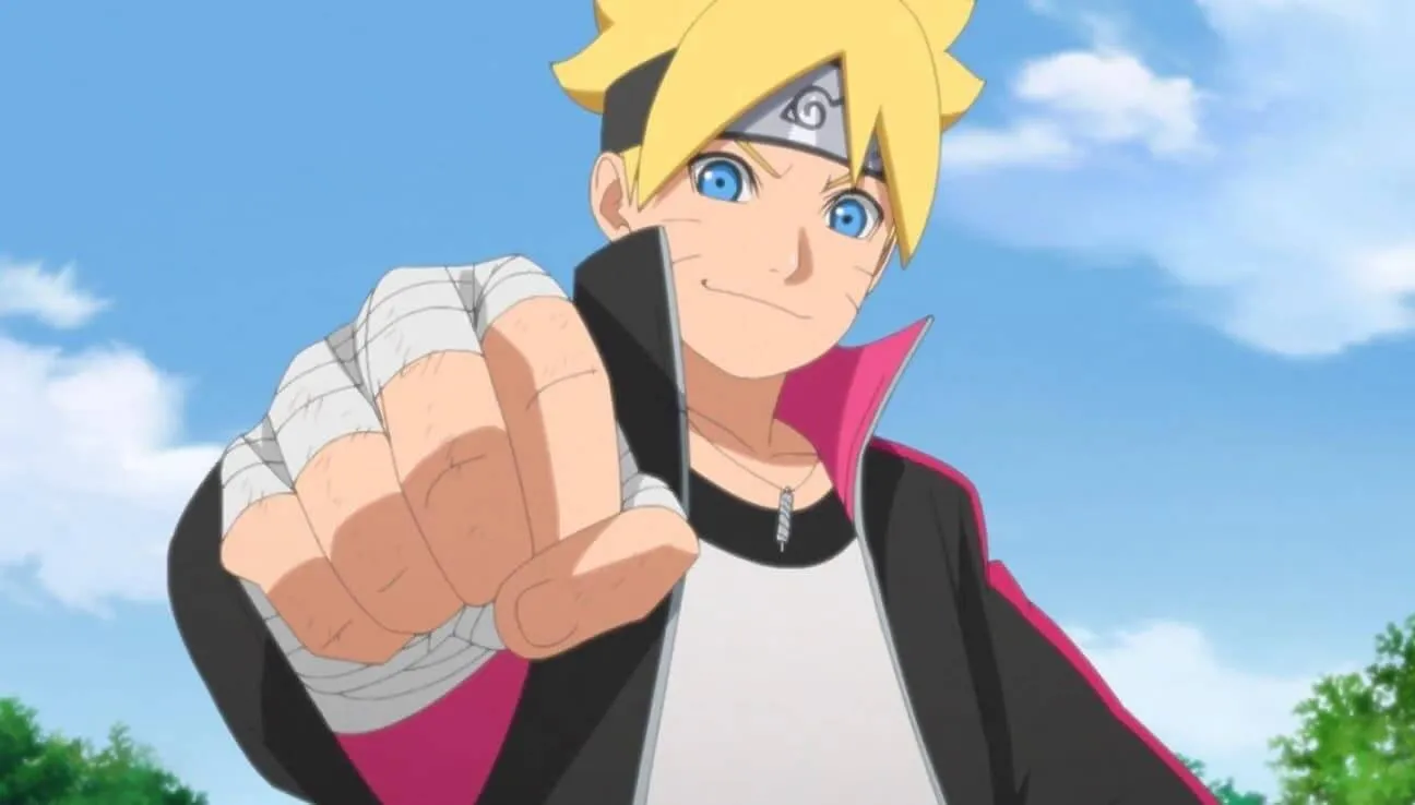 Boruto com o punho direcionado para frente.