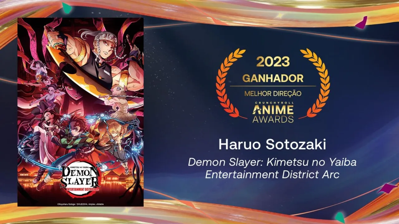 Haruo Sotozaki, Demon Slayer: Kimetsu no Yaiba Entertainment District Arc, venceu a categoria de Melhor Direção. Foto: Divulgação/Crunchyroll