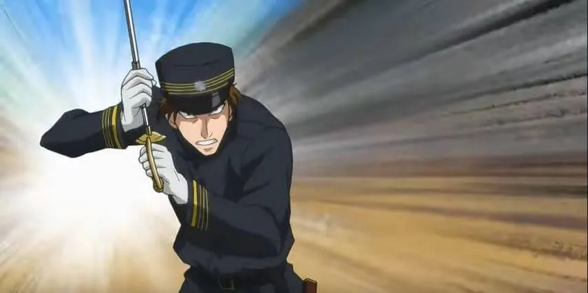Policial armado com espada