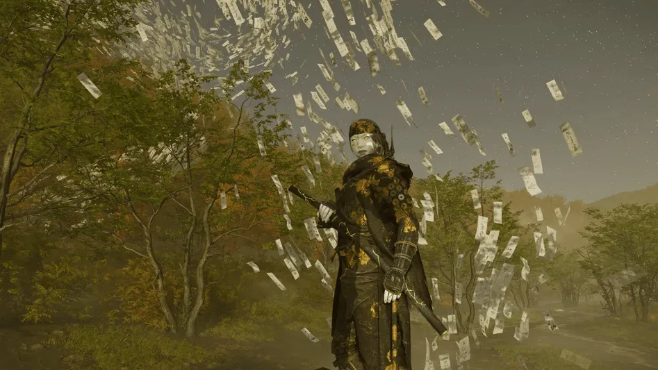 Ghost of Yotei Legends uma skin de papel