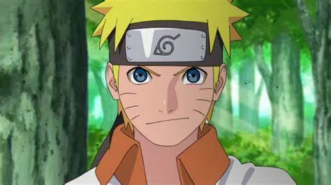 Naruto feliz, dando um sorrisinho.