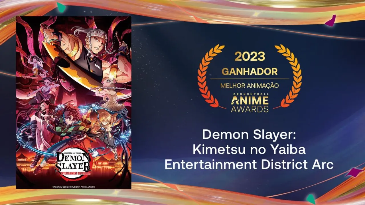 Demon Slayer: Kimetsu no Yaiba Entertainment District Arc venceu a categoria de Melhor Animação. Foto: Divulgação/Crunchyroll