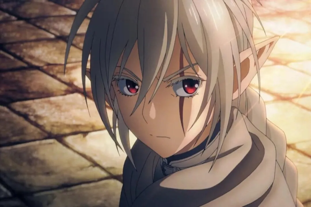 Personagem de cabelos brancos e olhos vermelhos de Ubel Blatt.