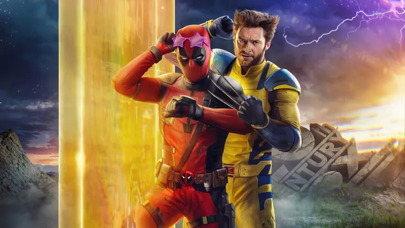 Deadpool e Wolverine aludem à capa de De Volta Para o Futuro nas mesmas posições dos personagens originais.