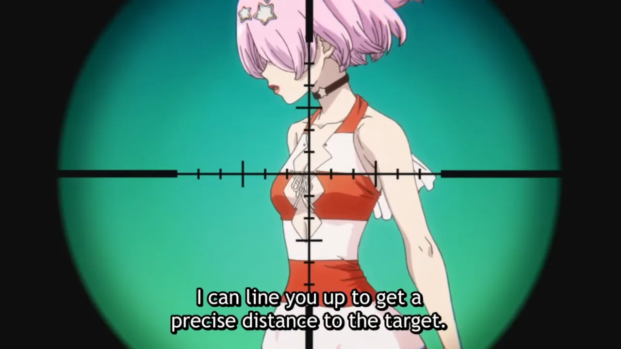 luna servindo no alvo de um sniper