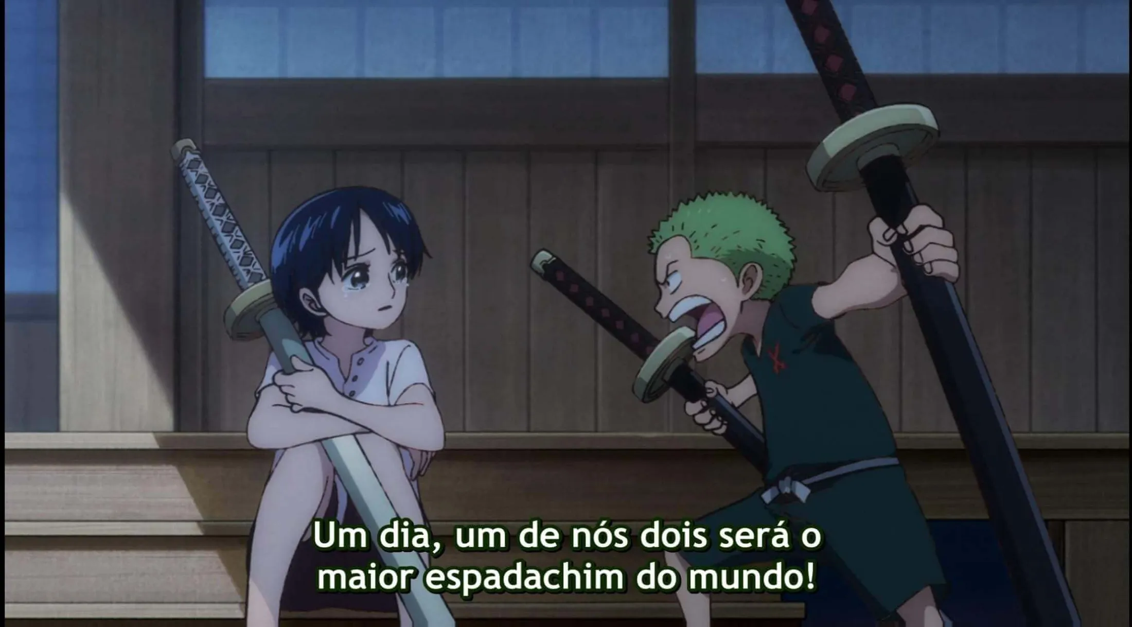 Zoro dizendo para kuina que um dia um deles sera o melhor espadachim
