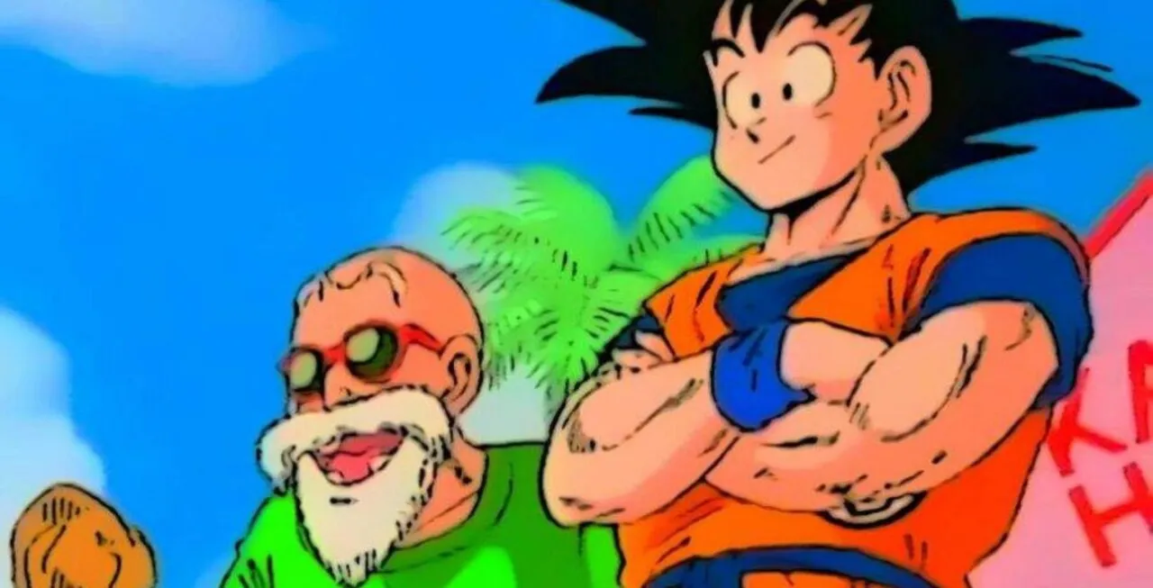 Personagem Goku e Mestre Kame
