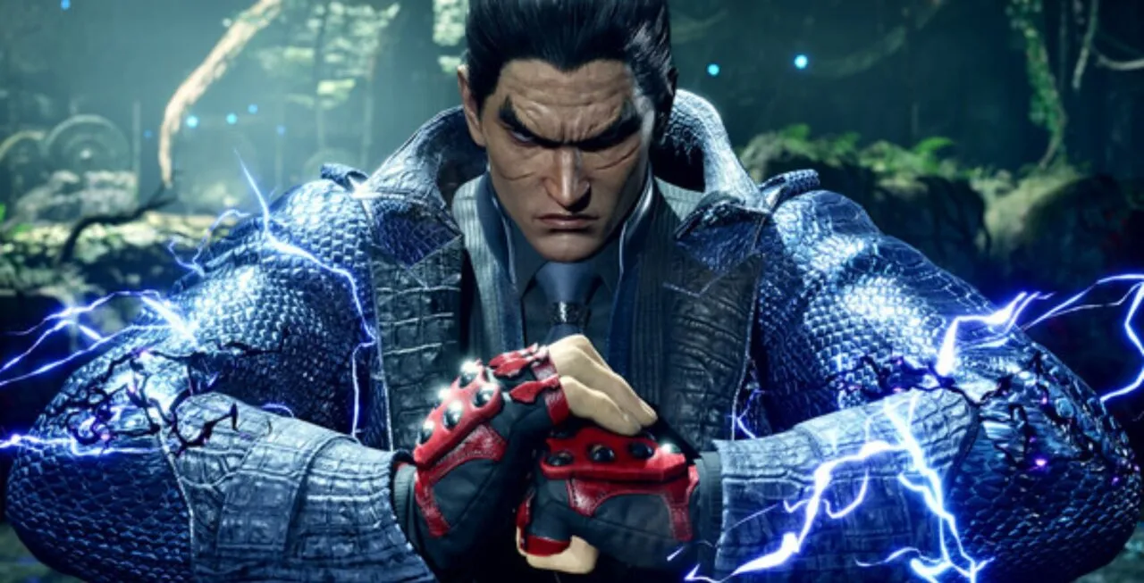 Personagem Kazuya Mishima com olhar sério