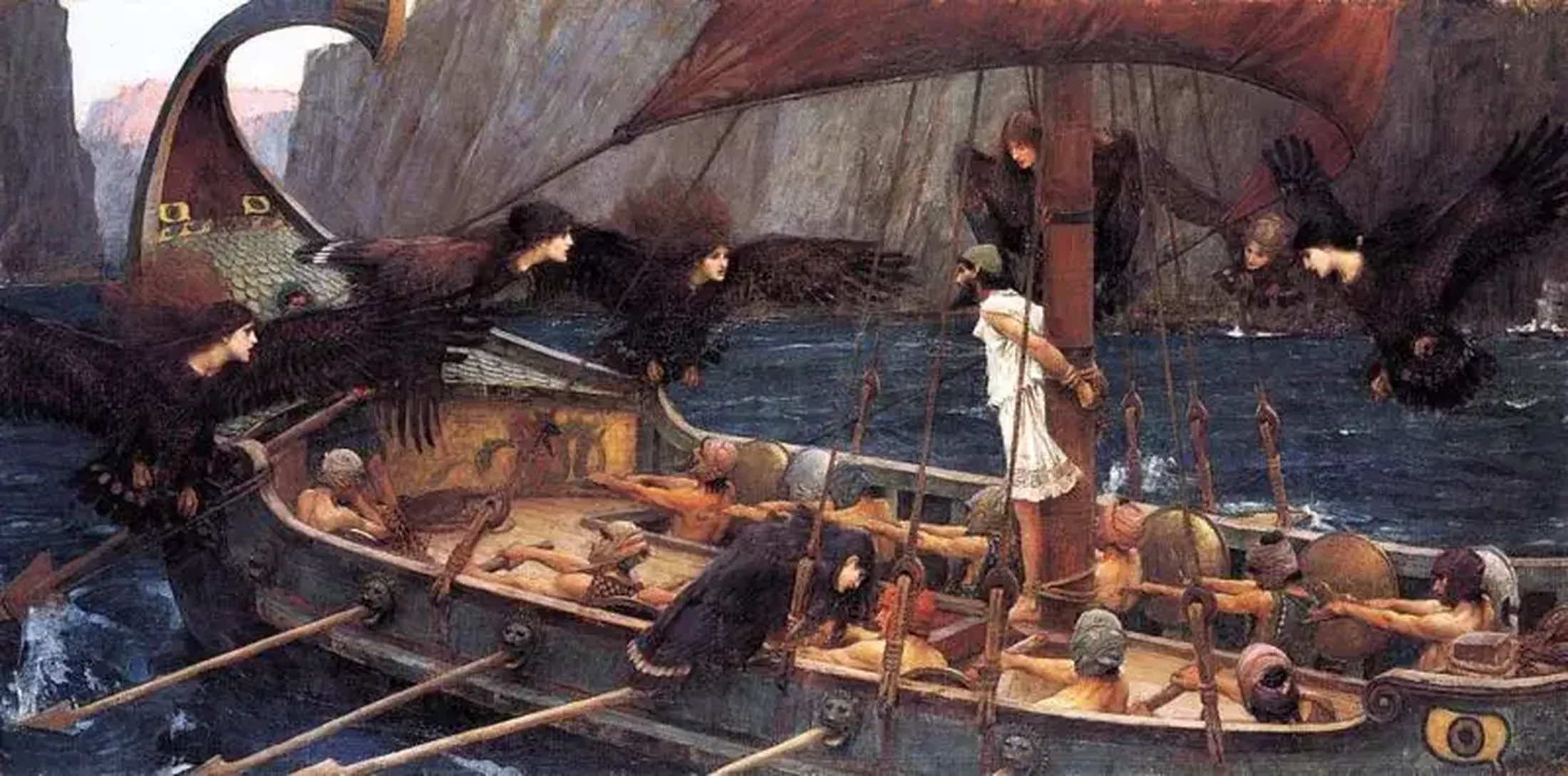 Odisseu e as Sereias na Odisseia. Por John William Waterhouse (1891)