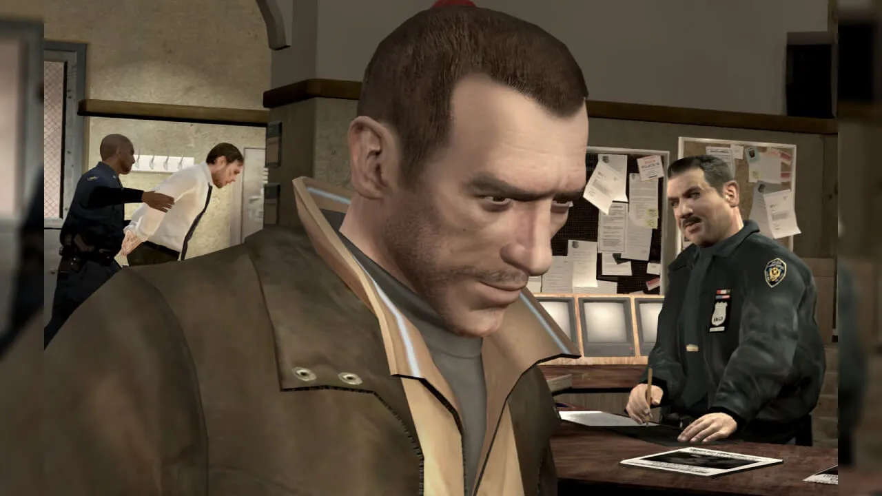 Personagem Niko dentro de uma delegacia