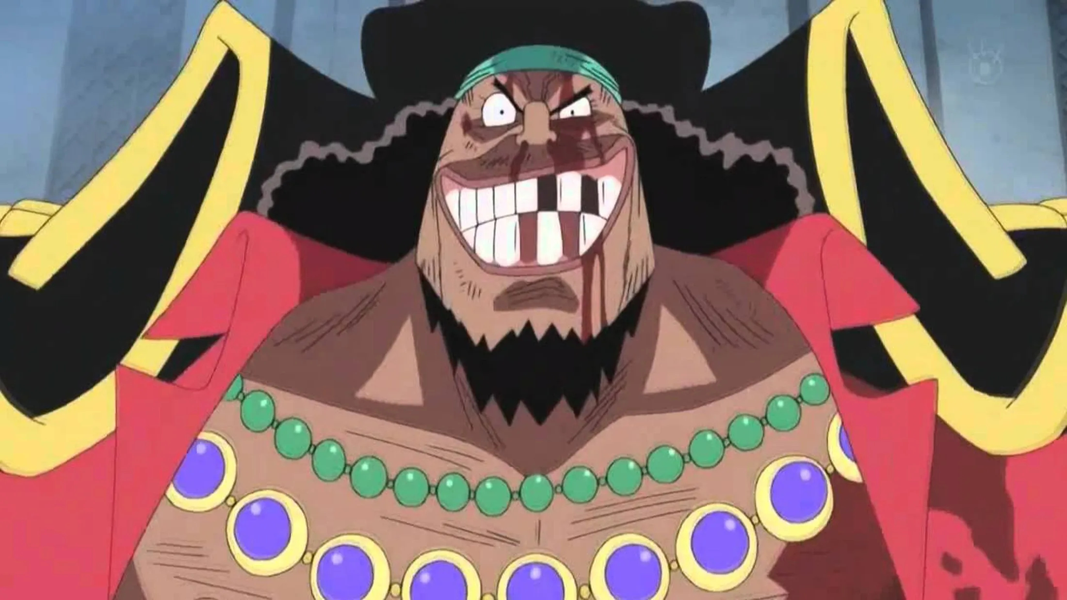 barba-negra-sorrindo-enquanto-sangue-escorre-da-sua-cara