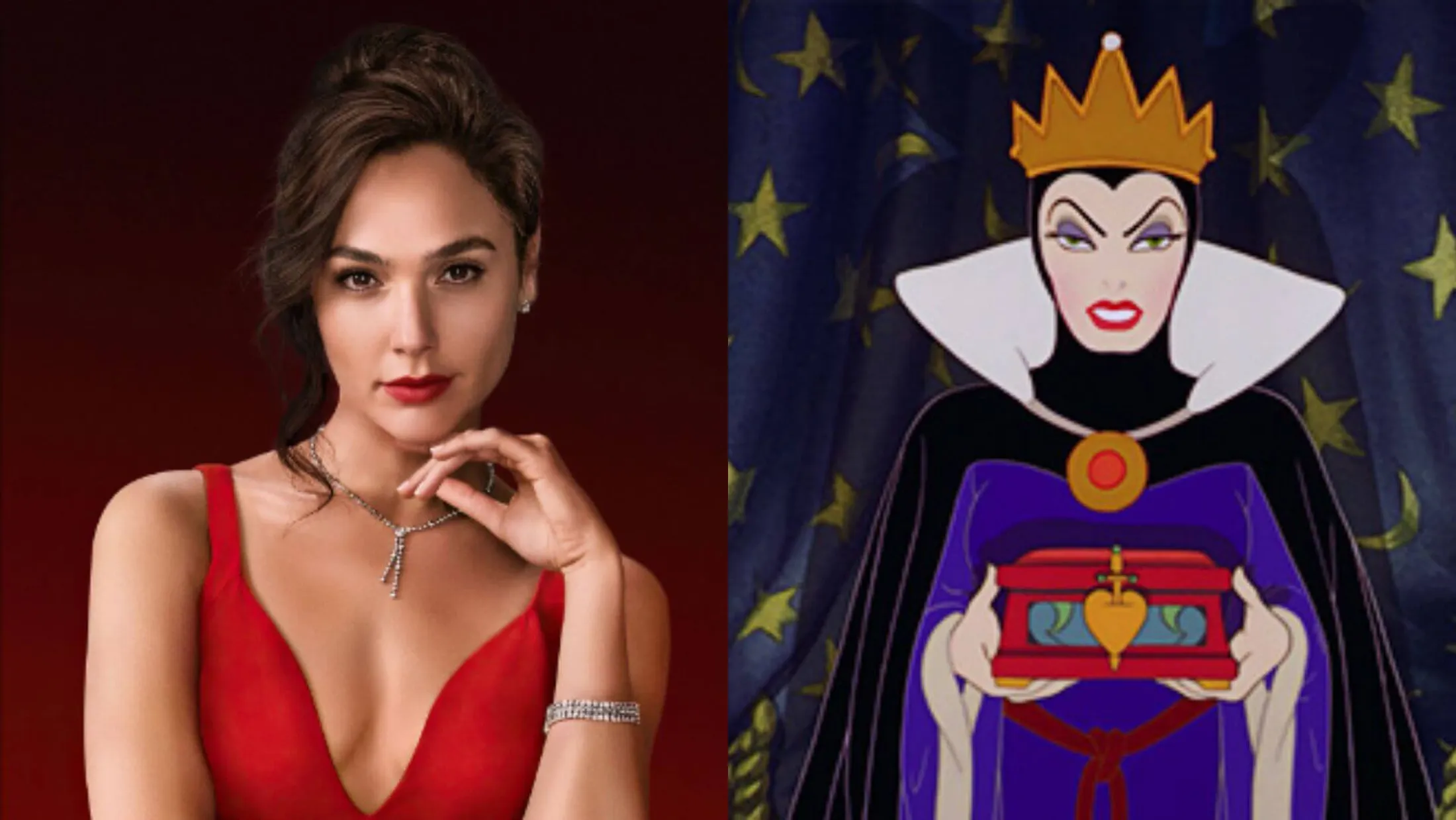 Gal Gadot e Rainha Má da Branca de Neve (Foto: Reprodução / Netflix / Disney)