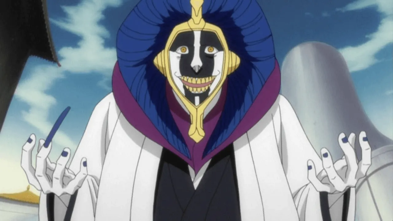 Mayuri sorrindo de forma psicopatica