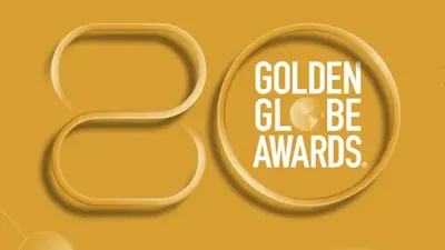 Logo da preamiação Globo de Ouro escrito: 80º Golden Globe Awards