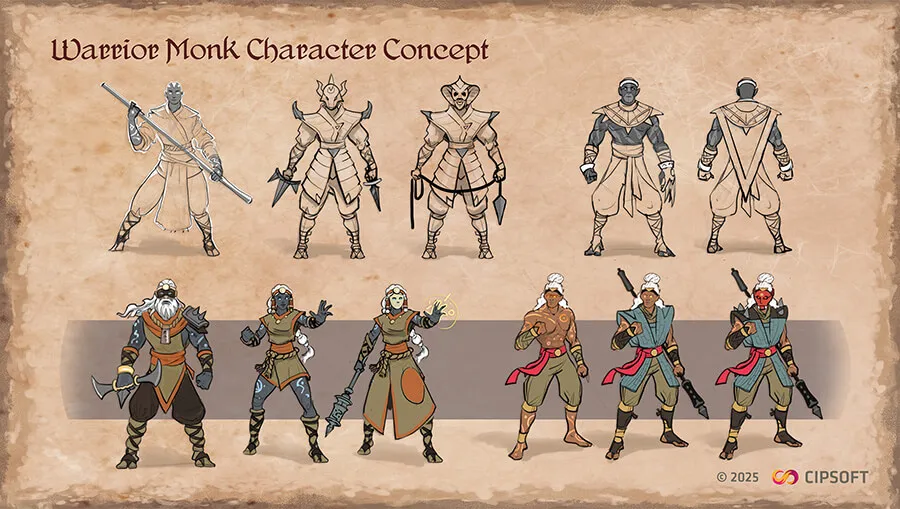 Arte de conceito do Monk, nova classe de tibia