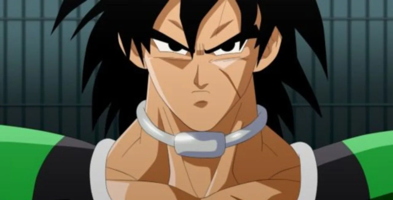 Broly com olhar sério