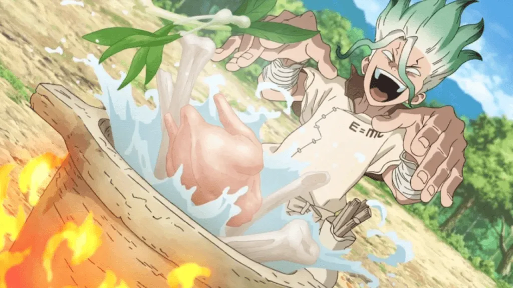 lamen do senku sendo preparado pelo mesmo