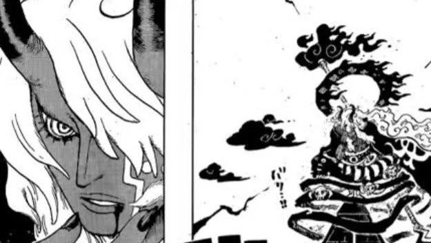 Imu com o rosto revelado tendo cabelos lisos, pele parda e chifres olhando de lado