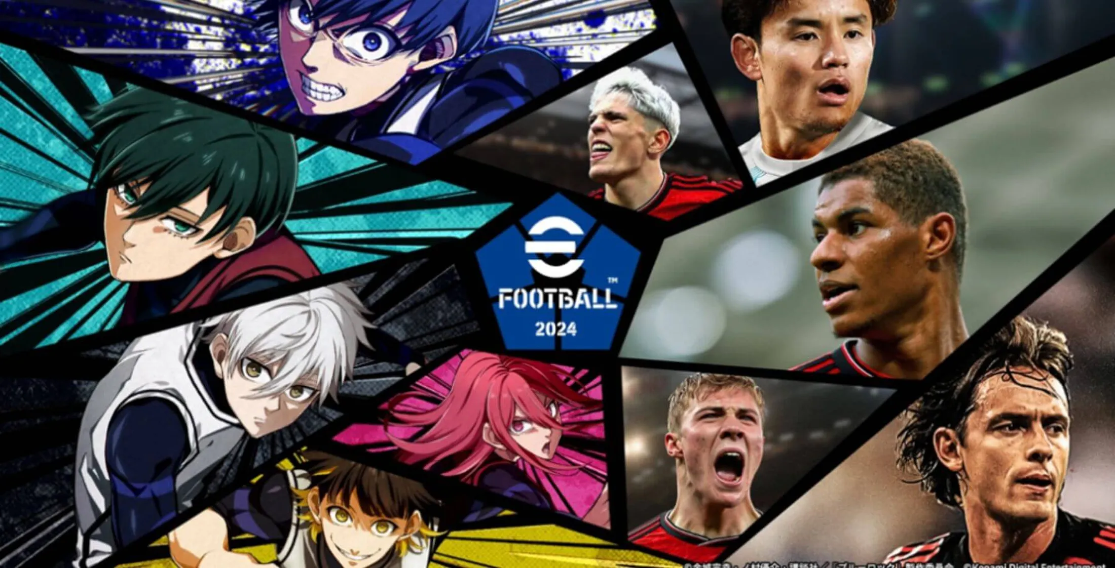 Personagens de Blue Lock e jogadores de futebol da vida real no eFootball