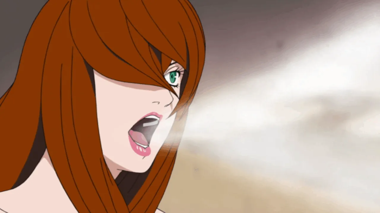 Mei usando sua kekkei genkai de vapor
