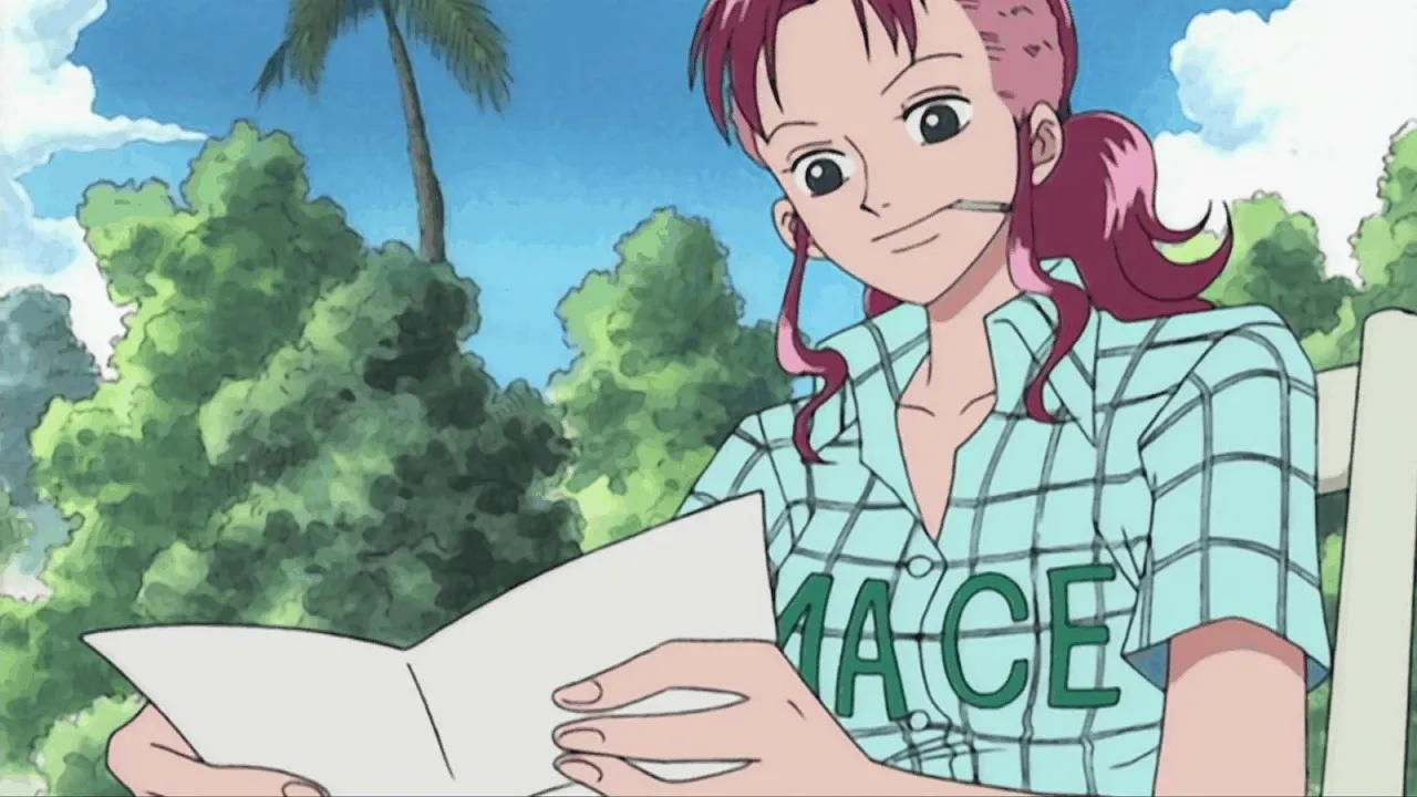 Bellemere lendo algo, contente