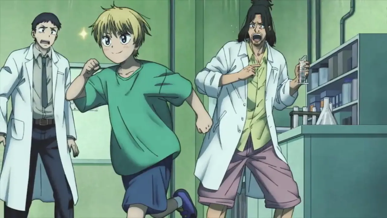 Cientistas olhando Shin correndo