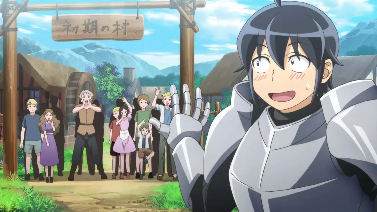 makoto-se-despedindo-de-pessoas-de-uma-vila-enquanto-usa-uma-armadura