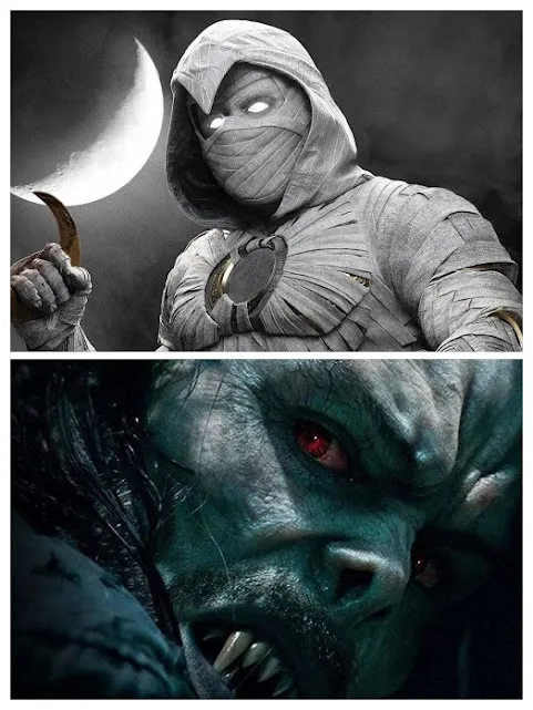 Cavaleiro da Lua e Morbius , integrantes do grupo da Marvel " Filhos da Meia Noite"
