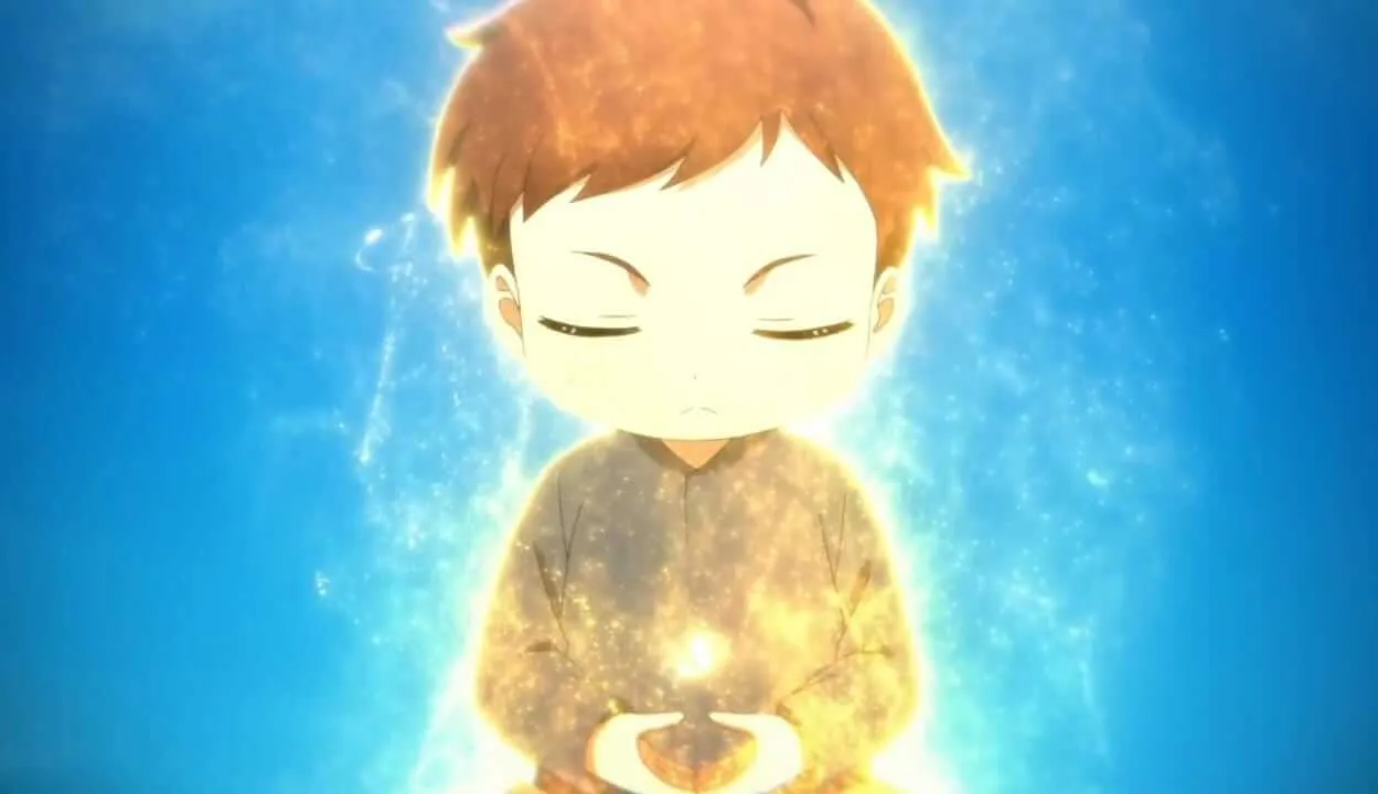 Bebê usando magia e fazendo uma aura ficar em volta do seu corpo