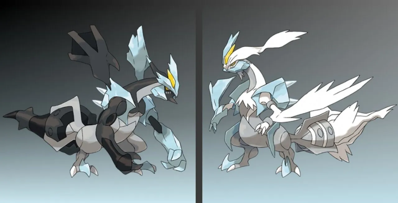 Kyurem Black e Kyurem White com fundo em degrade