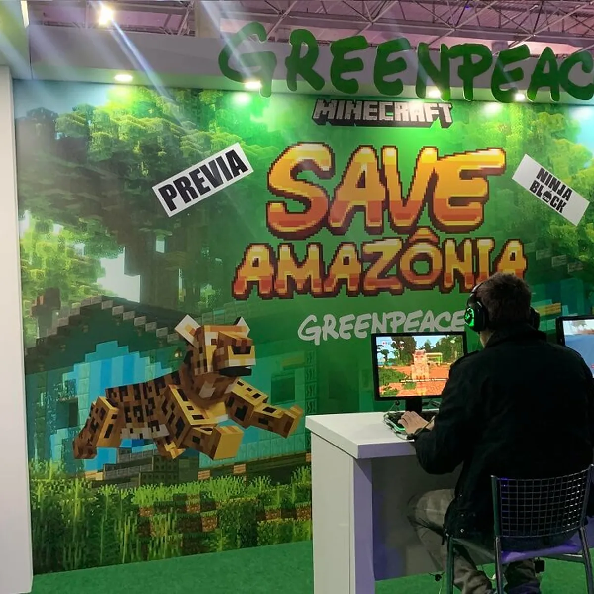 Stand da Greenpeace em parceria com Minecraft no Big Festival