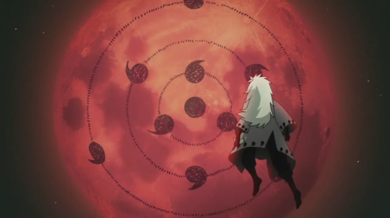Madara Uchiha na Guerra Ninja ativando o Tsukuyomi Infinito. Foto: Reprodução
