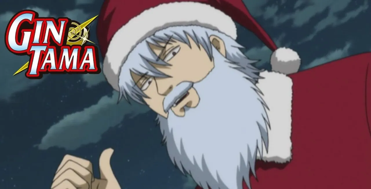 Personagem de Gintama fantasiado de Papai Noel