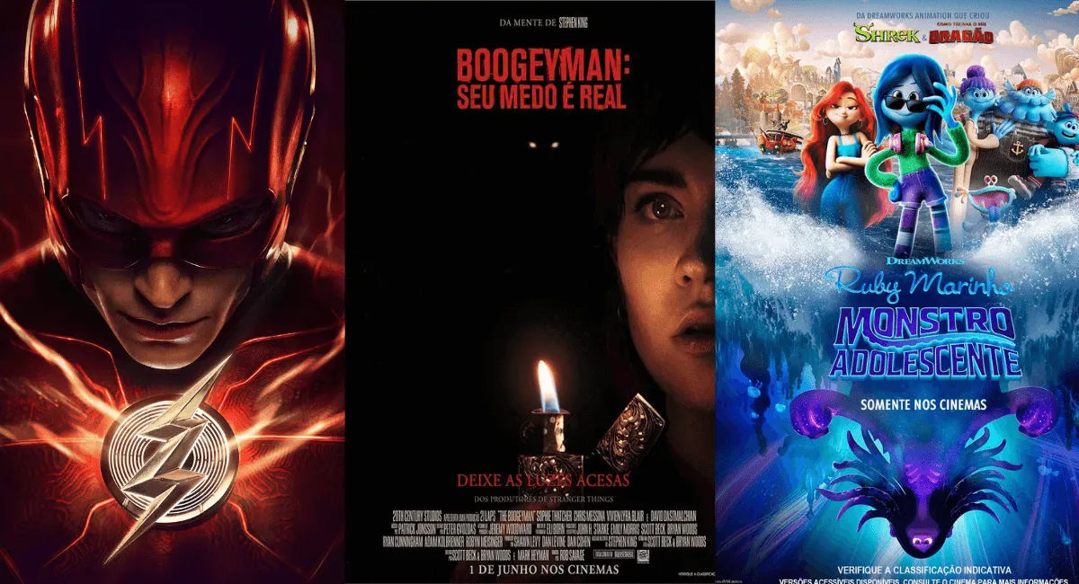 The Flash, Boogeyman: Seu Medo é Real e Ruby Marinho: Monstro Adolescente, estão entre os lançamentos de junho. Foto: Divulgação.