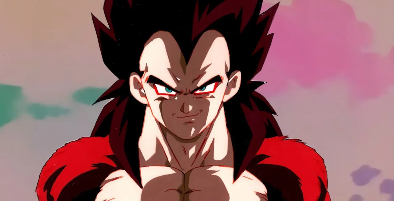 Personagem Vegeta Super Saiyajin 4 sorrindo