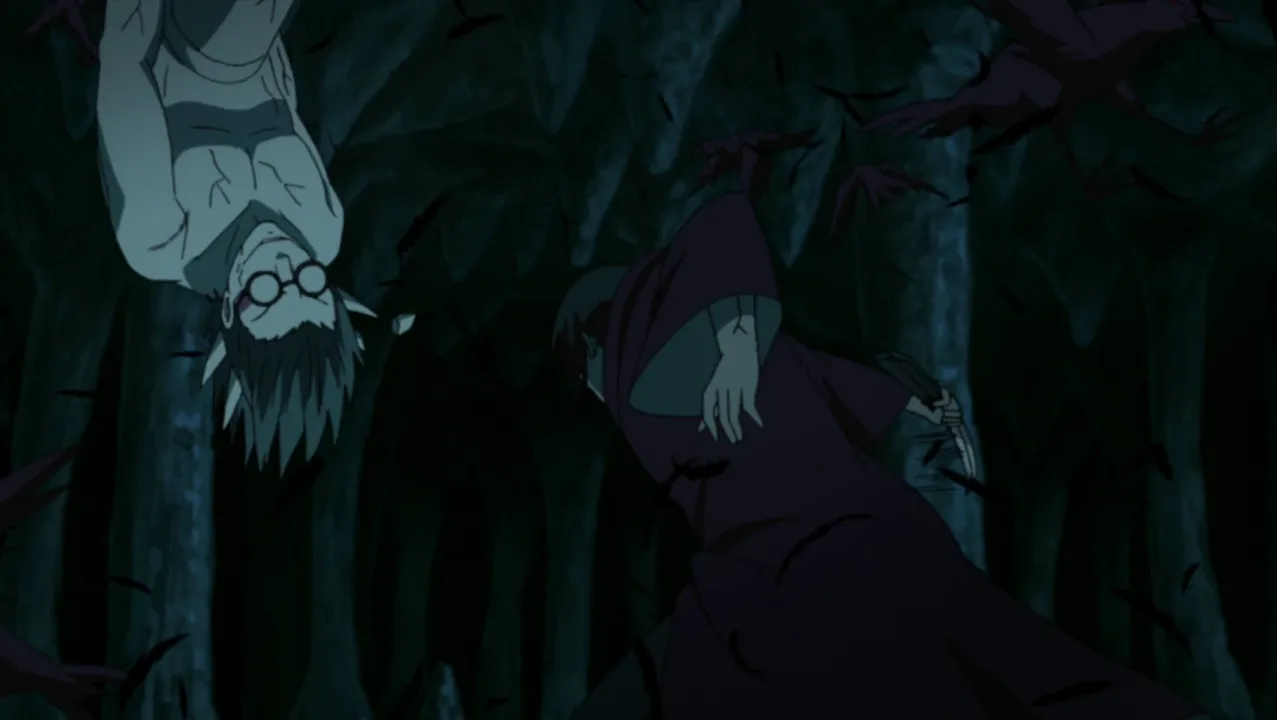 Kabuto preso no Izanami de Itachi Uchiha durante a Guerra Ninja. Foto: Reprodução