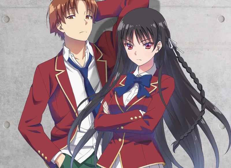 Kiyotaka e Horikita fazendo poses