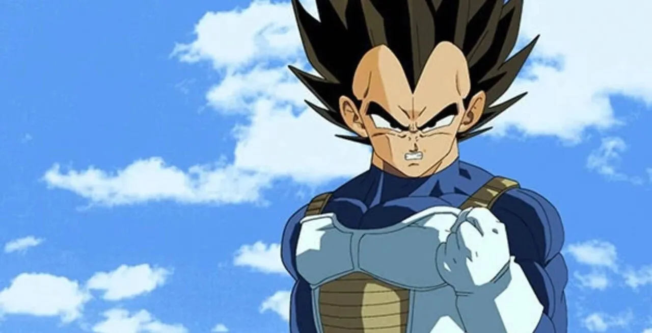Personagem Vegeta com olhar de irritação