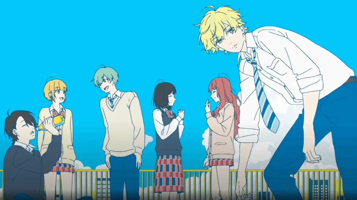 Personagens de Honey Lemon Soda aparecem juntos em foto.